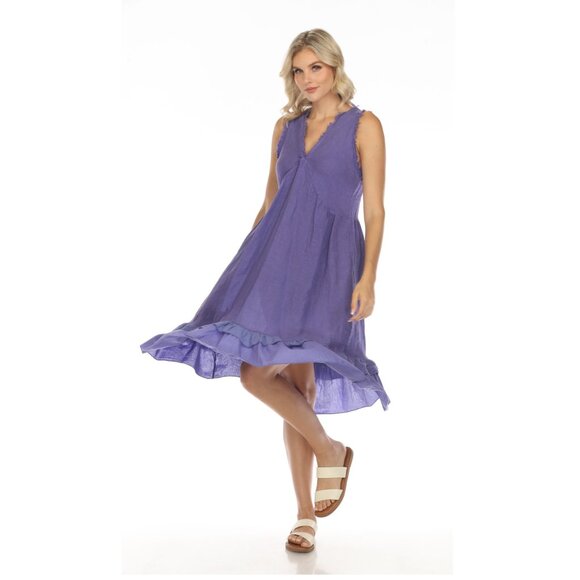 Purple Frayed Style Ruffle Hem Dress - Picture 3 of 13